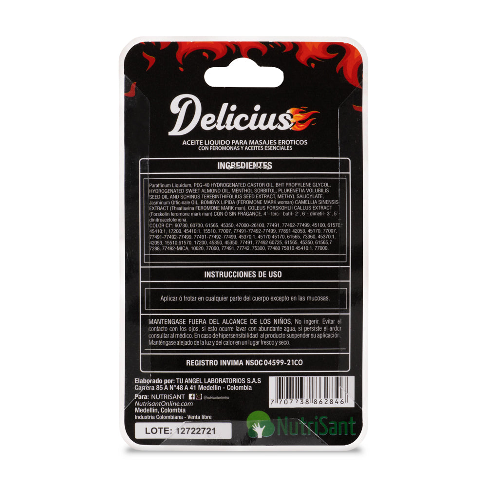 Aceite Caliente Para Masajes Delicius Con Dados Sabores Surtidos