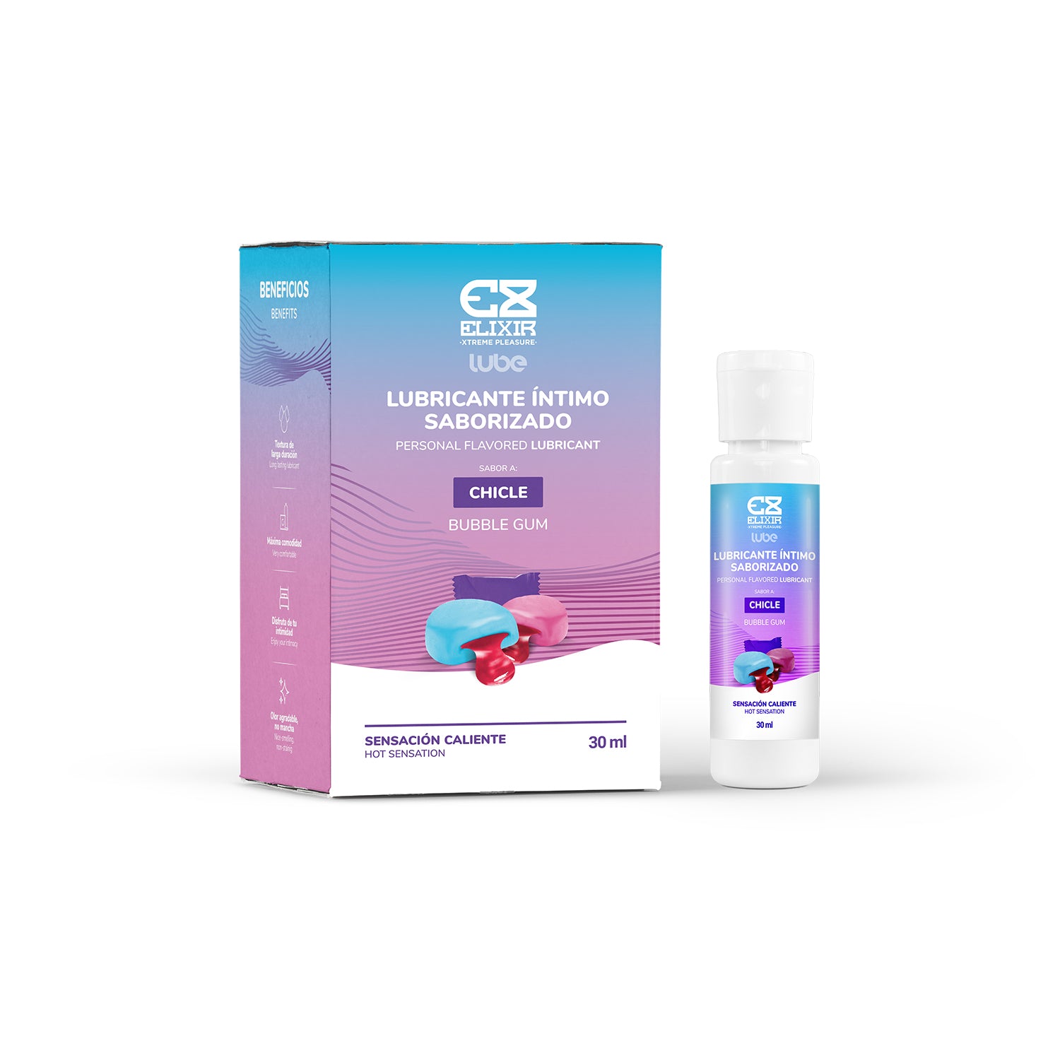 Lubricante Caliente-Frío Saborizado Chicle Elixir